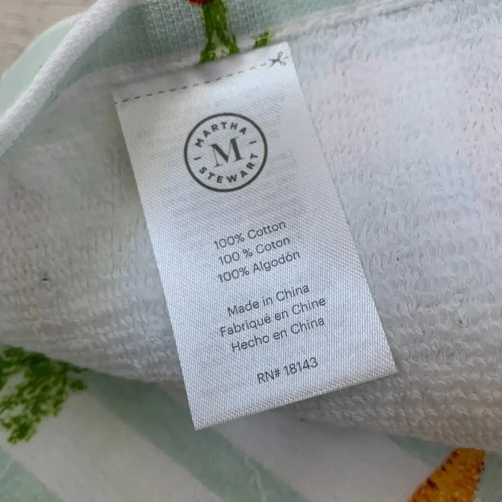 Martha Stewart Striped Carrot Kitchen Hand Towel Set of 2 Cotton Towels 16x24